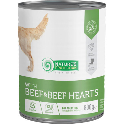 Консервы для собак Nature's Protection with Beef&Beef Hearts 800 г (KIK45603) Винница - изображение 1