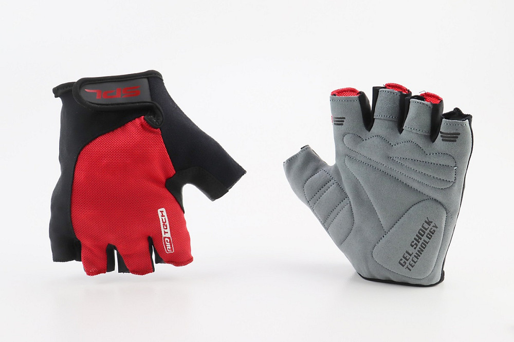 Перчатки без пальців XL з гелевими вставками під долоню, чорно-червоні SBG-1457 Київ - фото 1