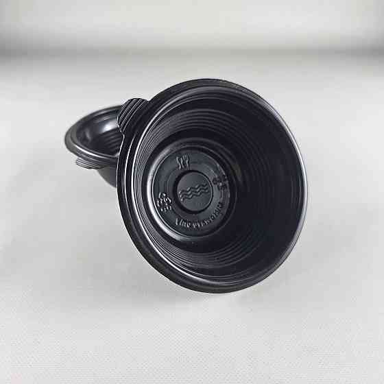 Супная ємність 350 мл, чорна з кришкою, ПП-117-350 (50 шт) Харків