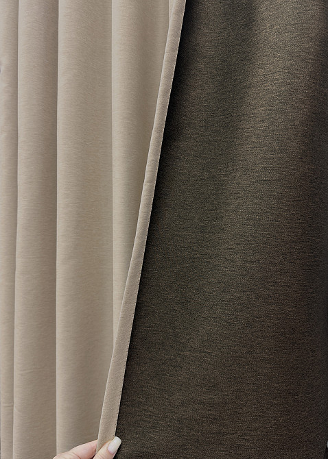 Комплект коротких штор VR-Textil Блэкаут двусторонний Eclipsе № 1817ш Песочный 130х170 см 2 шт (35-0400 Киев - изображение 6