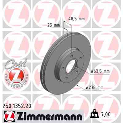 Тормозной диск ZIMMERMANN 250.1352.20 Винница