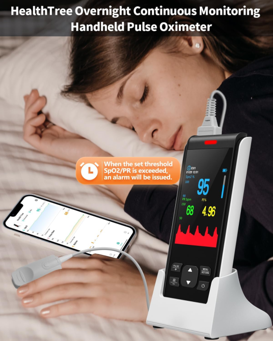 Пульсоксиметр аккумуляторный на палец HealthTree JKS50F Bluetooth — Портативный оксиметр с OLED-дисплеем и памятью (НТ-JKS50F) Киев - изображение 5