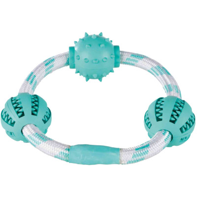 Игрушка для собак Trixie Кольцо-канат с мячами для чистки зубов с мятой 20 см (4011905337043) Винница - изображение 1