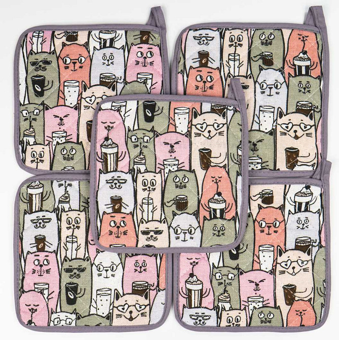 Прихватка з петелькою GM Textile Котики 17х17 см (Капучино) Суми - фото 3