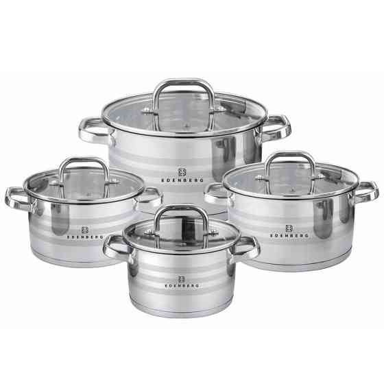 Каструля з нержавіючої сталі, Набір каструль якісних з кришками, Набір каструль для електронної плити HG-38 Івано-Франківськ