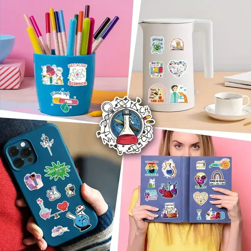 Набор научных наклеек 50 шт – виниловые стикеры Science для лаборатории, дневника, ноутбука, скрапбукинга Киев - изображение 7