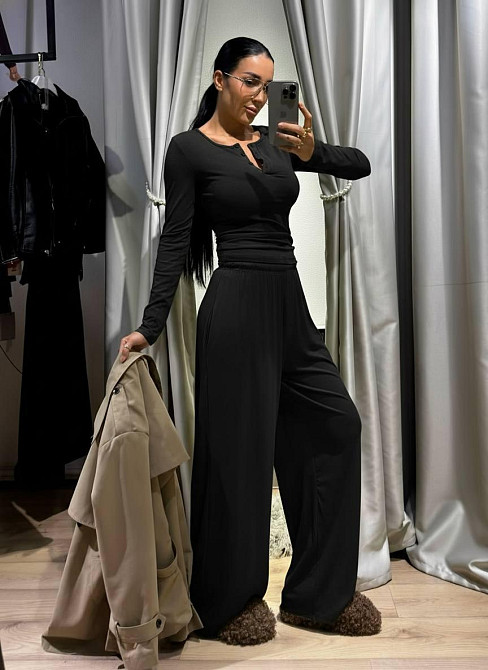 Женский стильный повседневный костюм двойка турецкая вискозная двунитка Одесса - изображение 2