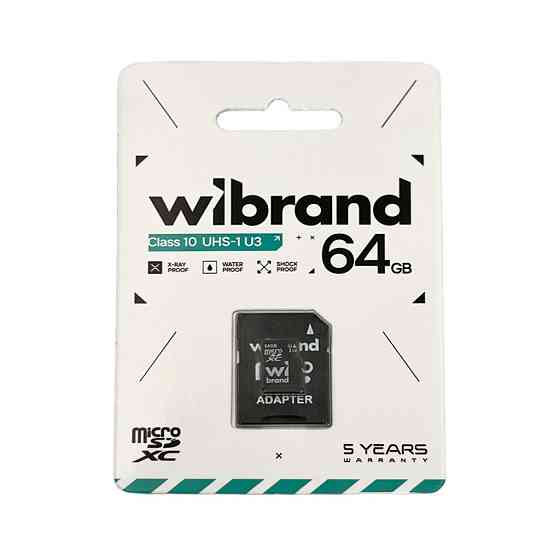 Карта пам'яті microSDXC (UHS-1 U3) Wibrand 64Gb class 10 (adapter SD) Київ