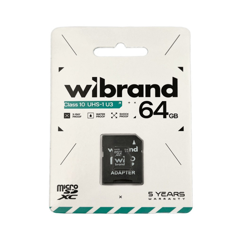 Карта пам'яті microSDXC (UHS-1 U3) Wibrand 64Gb class 10 (adapter SD) Київ - фото 2