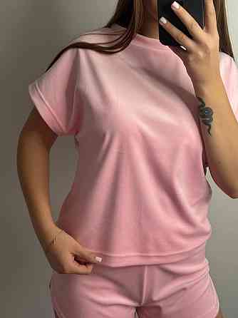 Пижама женская футболка + шорты из плюшевого велюра Зефирный XL Харьков