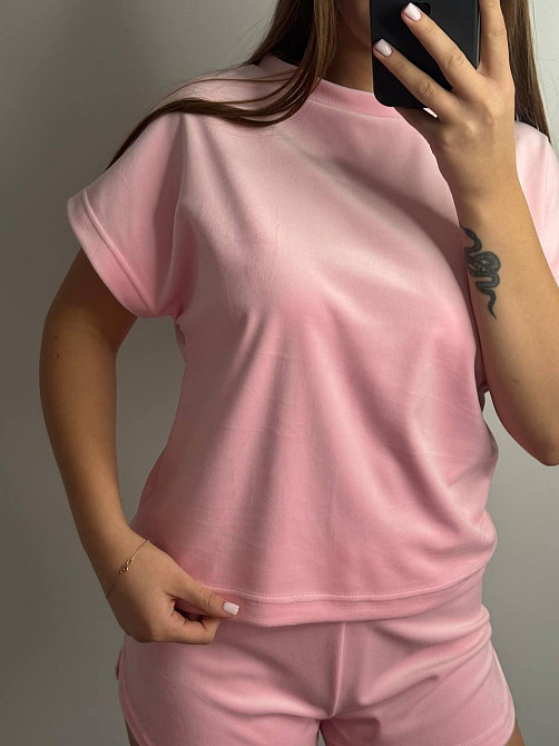 Пижама женская футболка + шорты из плюшевого велюра Зефирный XL Харьков - изображение 5