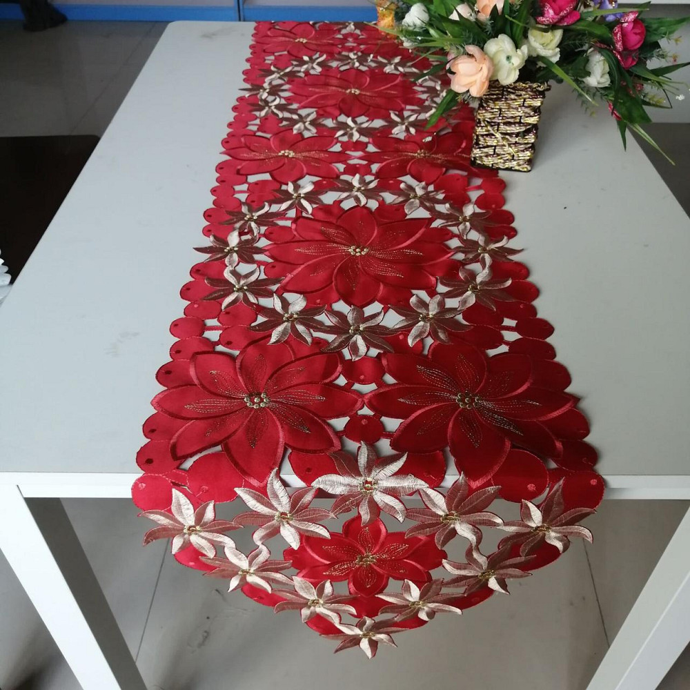 Новорічна скатертина вузька 220 на 38 см червоний Київ - фото 5