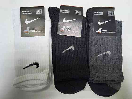 Шкарпетки чоловічі високі з бавовни в наборі по 3 шт. в уп (Чорний, Білий, Сірий) Nike 3 41-44 Київ