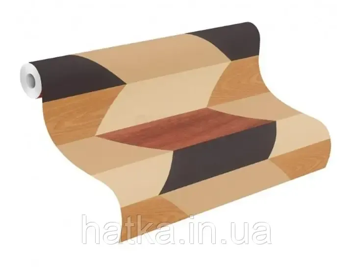 Шпалери вінілові на флізеліні Rasch Clasik 0,53х10 геометрія під дерево під паркет коричневі чорні жовті Київ - фото 2