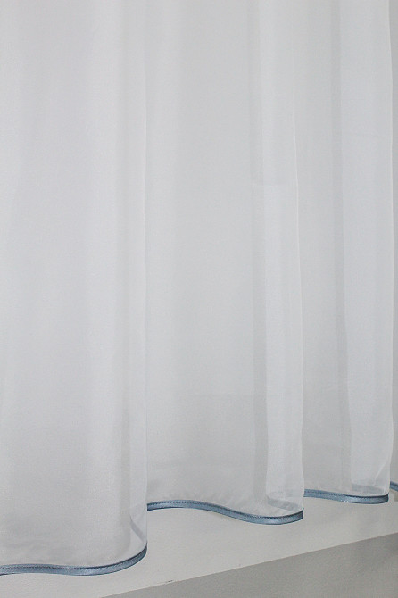 Кухонний комплект VR-Textil № 051к тюль і шторки з підв'язками сірий з білим 280х170 см (50-077) Київ - фото 5