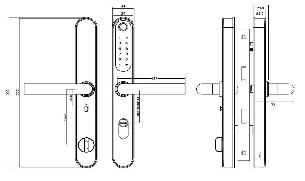 PES Axor чорний біометричний дверний замок Київ - фото 2