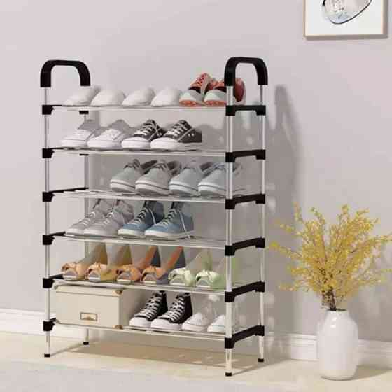 Полиця для взуття з пластиковими з'єднаннями Shoe Rack 6 полок 56х28х113см, Зберігання взуття ідеї FD-50 Одеса