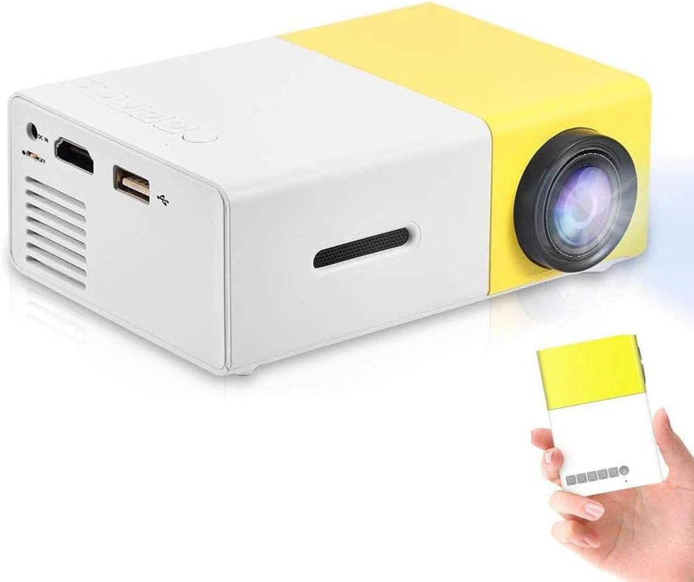Портативний проектор з динаміком YG300 жовтий Працює від PowerBank Київ - фото 2