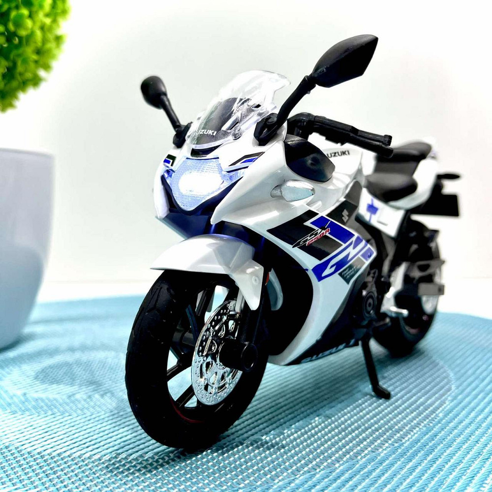 Мотоцикл металопластиковий звуки підсвічування гумові шини рухомі елементи 1:12 Білий (BG 69-325) Чернігів - фото 1