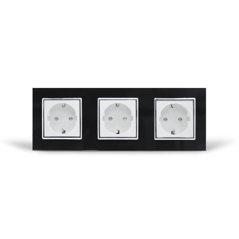 LIVOLO Потріна електрична розетка з заземленням LIVOLO, біла з чорною рамкою, хромованою вставк Коломыя - изображение 1