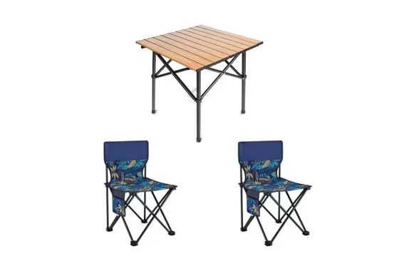 Стол + 2 стула STD-02 стол складной прямоугольный коричневый,(Д530*Ш550*В500мм), стулья металл+ткань (40*40*35), сумка Коломия