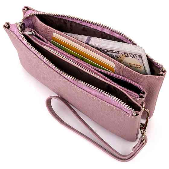 Місткий клатч на два відділення жіночий ST Leather 19247 Ліловий Київ