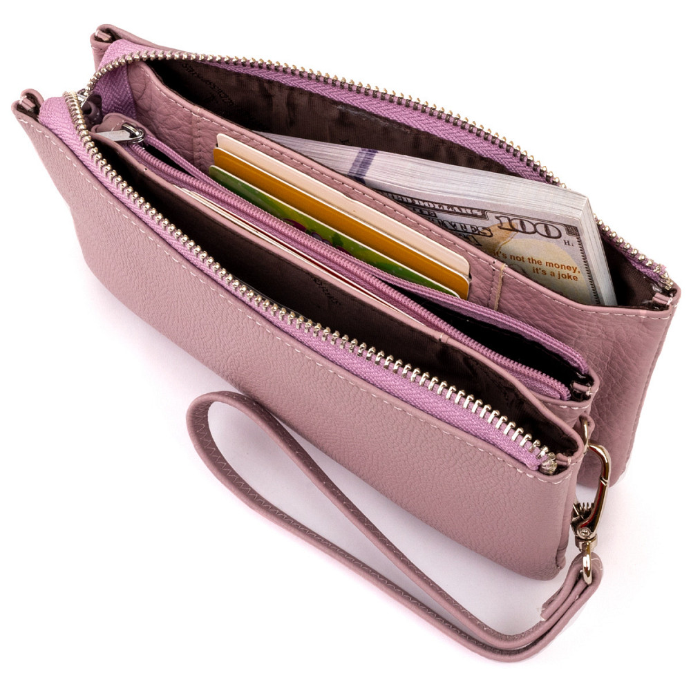 Місткий клатч на два відділення жіночий ST Leather 19247 Ліловий Київ - фото 5