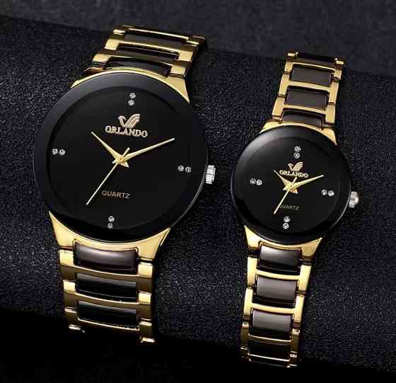 Подарунковий набір для чоловіка та жінки 2 парних годинника чорний Київ