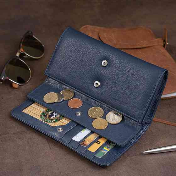 Кошелек кожаный в два сложения женский ST Leather 19291 Синий Киев