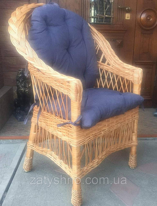 Кресло плетеное с накидкой | кресло плетеное с подушкой | кресло плетеное натуральное Киев - изображение 2