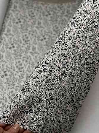 Обои виниловые на флизелине Rasch County Living метровые цветы мелкие прованс серо голубые на белом Киев