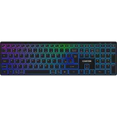 Клавиатура Canyon HKB-W11 Slim Dual Mode Wireless/Bluetooth RGB UA Black (CNS-HBTK11B) Винница