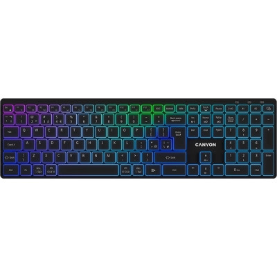 Клавиатура Canyon HKB-W11 Slim Dual Mode Wireless/Bluetooth RGB UA Black (CNS-HBTK11B) Винница - изображение 1