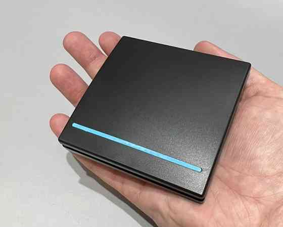 Беспроводной настенный выключатель света Smart RF433MHz с реле 220В 10А, одноклавишный, на батарейке CR2032, черный Киев