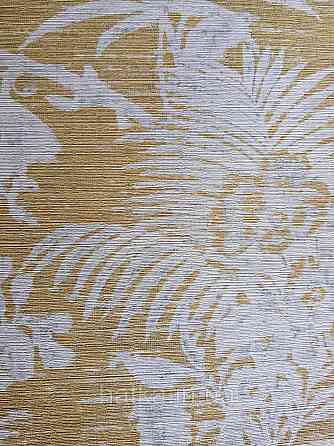 Шпалери флізелінові еко Casadeco Five o'clock 0.53х10 яскраво жовті квіти, пальми, листя під тканина гобелен Київ