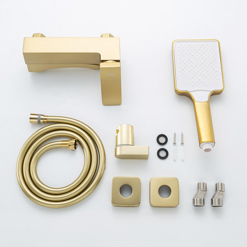Змішувач для ванни FRAP F3276-3 з душовим гарнітуром, золотий сатин Київ - фото 4