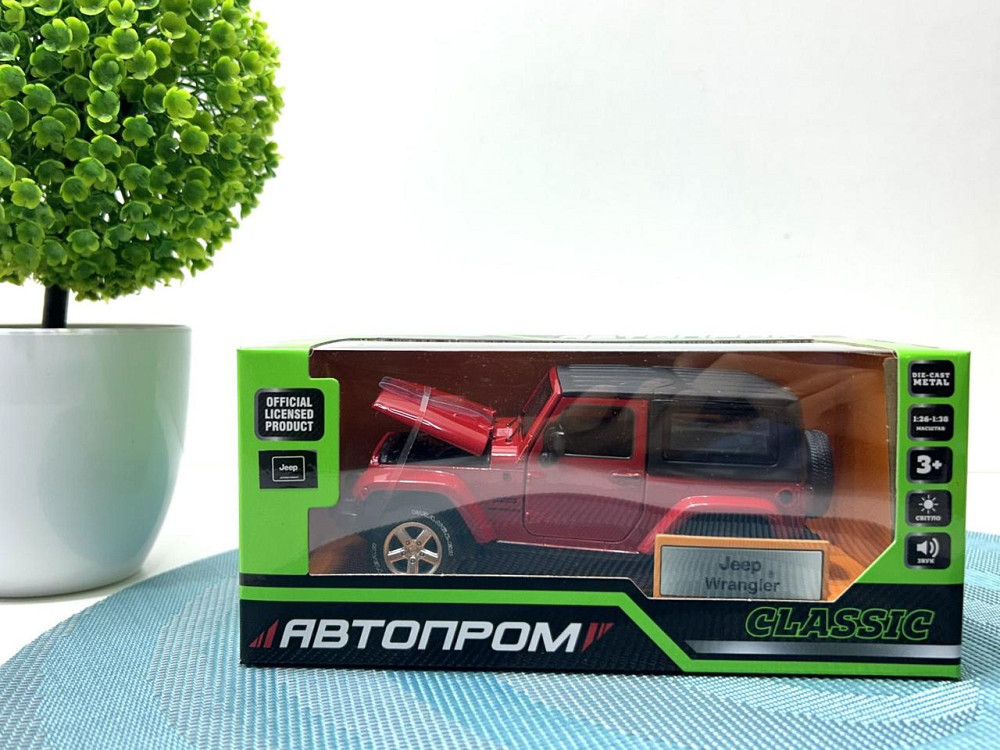 Машина металева Автопром Jeep Wrangler світло звук відчиняються двері капот 1:32 Червона (68331) Чернигов - изображение 2