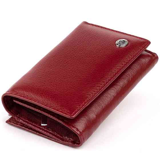 Горизонтальное портмоне из кожи женское на магните Бордовое (ST Leather) Киев