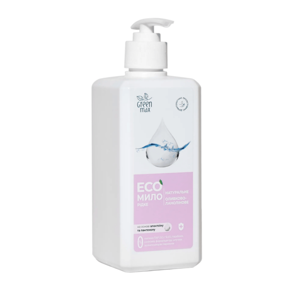ЭКОмыло жидкое натуральное оливково-ланолиновое Green Max 500 мл Киев - изображение 1