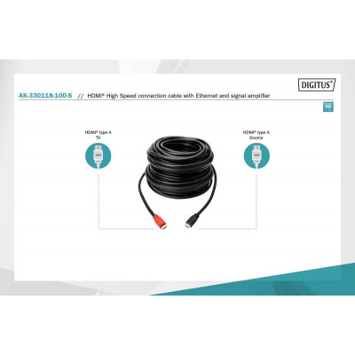 Кабель мультимедийный HDMI M to HDMI M 10.0m 4K Amplifier Digitus (AK-330118-100-S) Винница - изображение 5