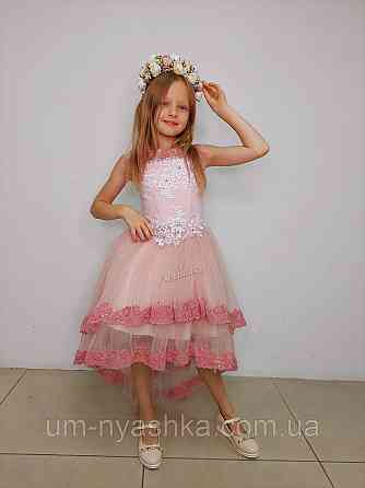 Дитяча сукня видовжене ззаду Синя 122-134 Кривий Ріг