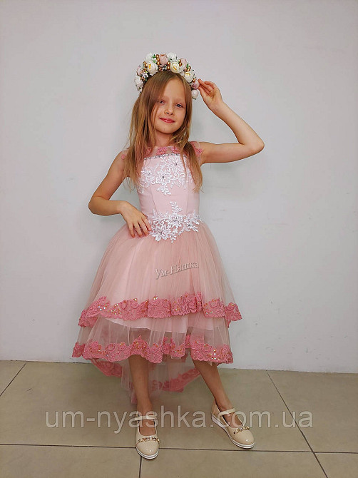 Дитяча сукня видовжене ззаду Синя 122-134 Кривий Ріг - фото 3