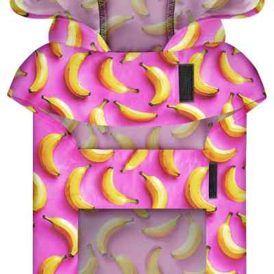 Дождевик для животных WAUDOG Clothes Накидка с капюшоном Бананы на розовом XS (355-4055) Винница