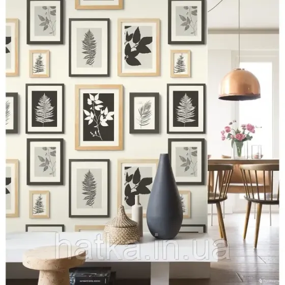 Шпалери вінілові на флізеліні Rasch Clasik 0,53х10 картини в рамці на стіні чорні сірі на білому Київ