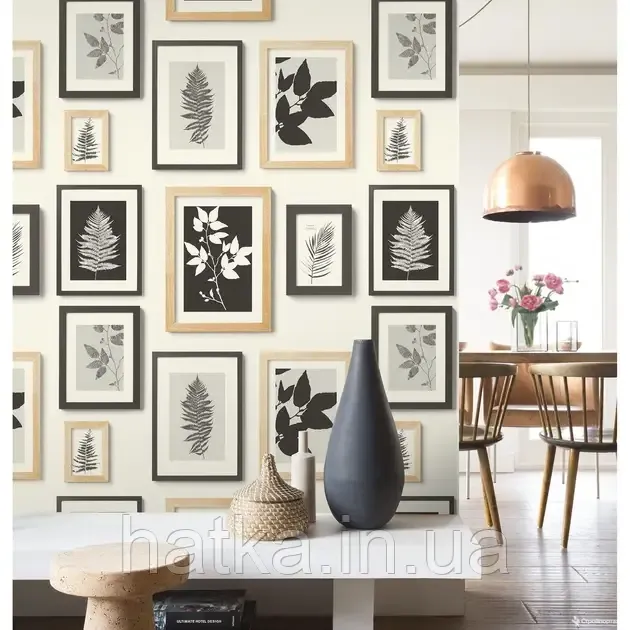 Шпалери вінілові на флізеліні Rasch Clasik 0,53х10 картини в рамці на стіні чорні сірі на білому Київ - фото 3