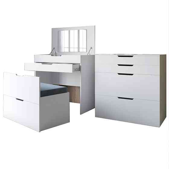 Комод-трюмо із дзеркалом, нішею під сидінням та шухлядою LION Азія Німфея Альба (білий) (LION-041673) ТОП Дніпро