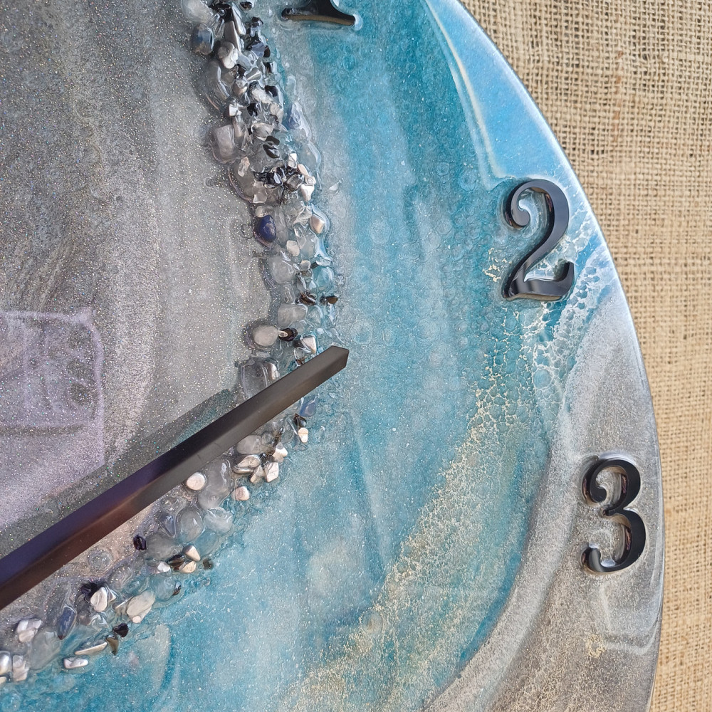 Годинник настінний 50 см з епоксидної смоли ручної роботи Дніпро - фото 5