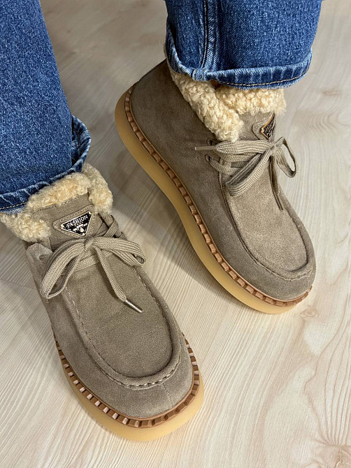 Ботинки женские Hengji 68-5 замшевые на меху с опушкой бежевые, 40, 25 см Киев - изображение 11