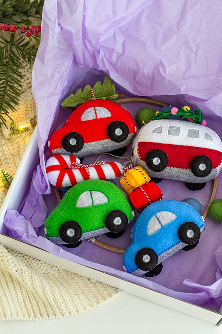 Дитячий мобіль на ліжечко для немовлят WooolyWool «Святкові машинки» Київ - фото 8