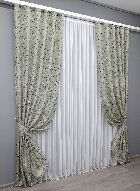 Комплект готових штор VR-Textil Жакард № 1586ш Сатин 140х270 см 2 шт (33-0454) Киев - изображение 3